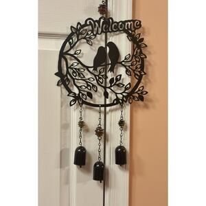 Lifoberstar Wind chimes Bird On Tree Metal Wall Art w/3 Bells House Garden NEW